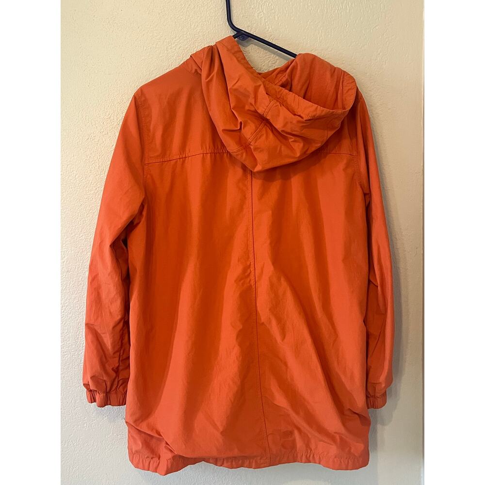 Women's Eileen Fisher Orange Organic Cotton Nylon Hooded Jacket Coat Sz Large - Picture 4 of 7